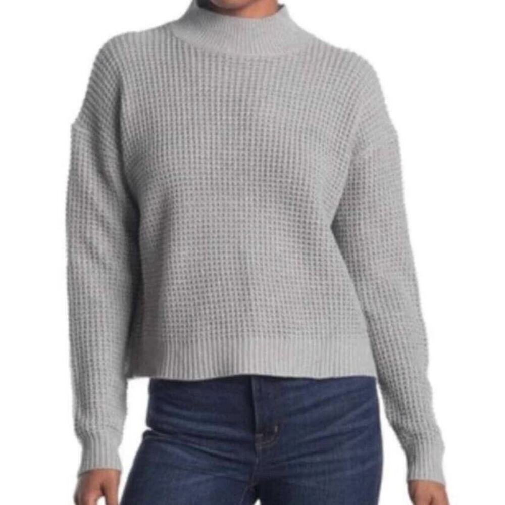 RDI Women's Mock Neck Shaker‎ Knit Pullover Sweater in Granite XSmall MSRP $68